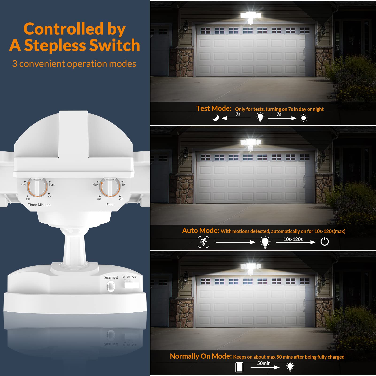 LEPOWER 5500K white LED beams deliver clear outdoor illumination.