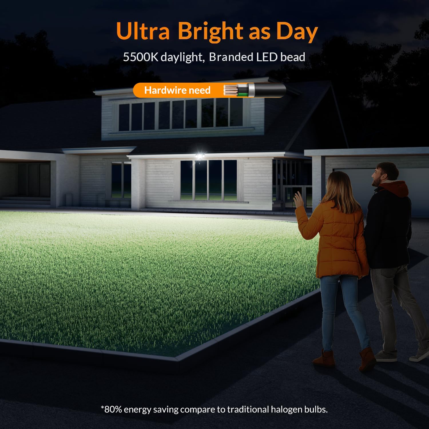 Adjustable heads enable flexible lighting angles for driveways and entries.