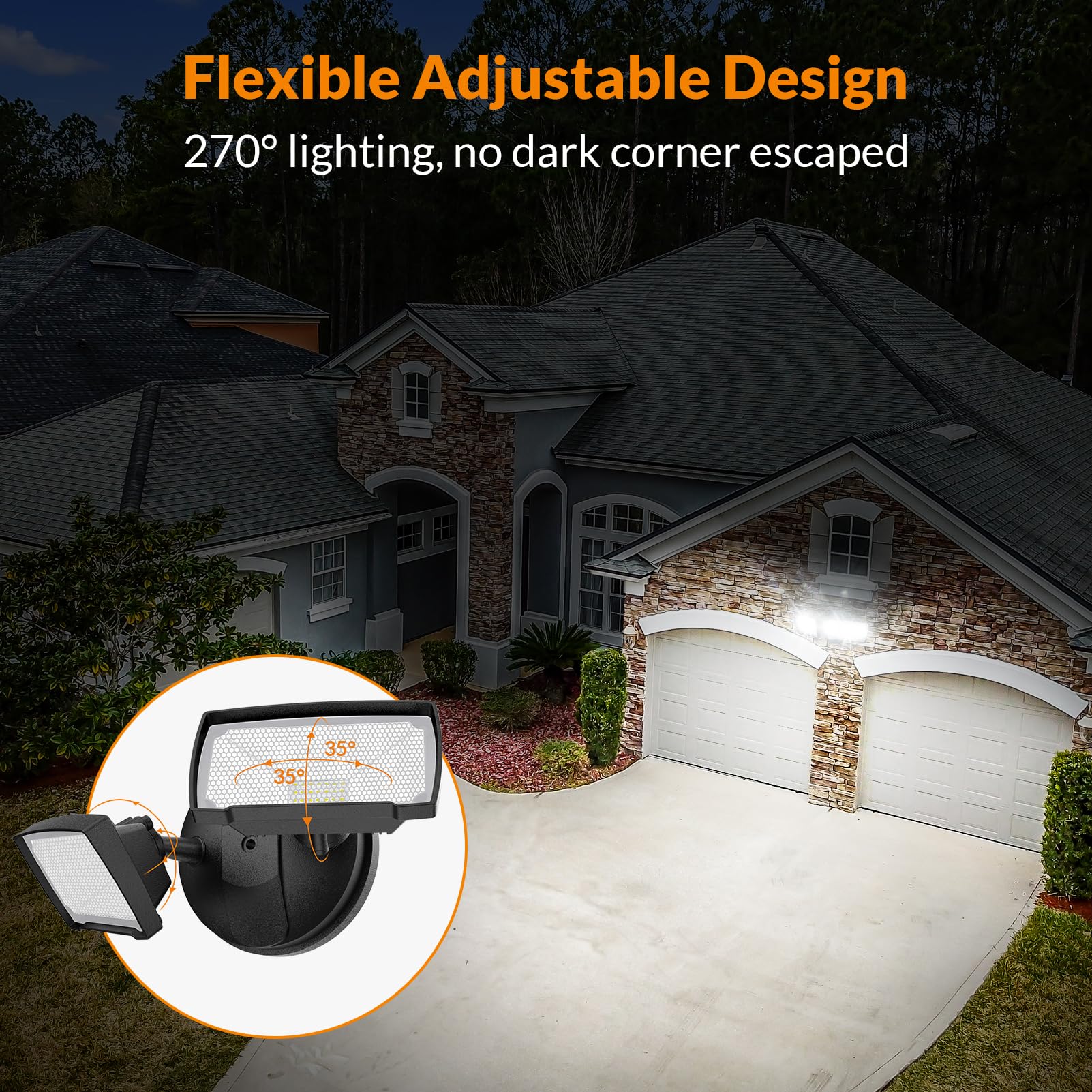 LEPOWER aluminum body for durable outdoor security lighting