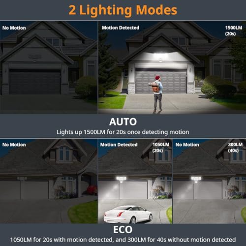 LEPOWER auto motion mode provides 1500lm for 20 seconds after motion
