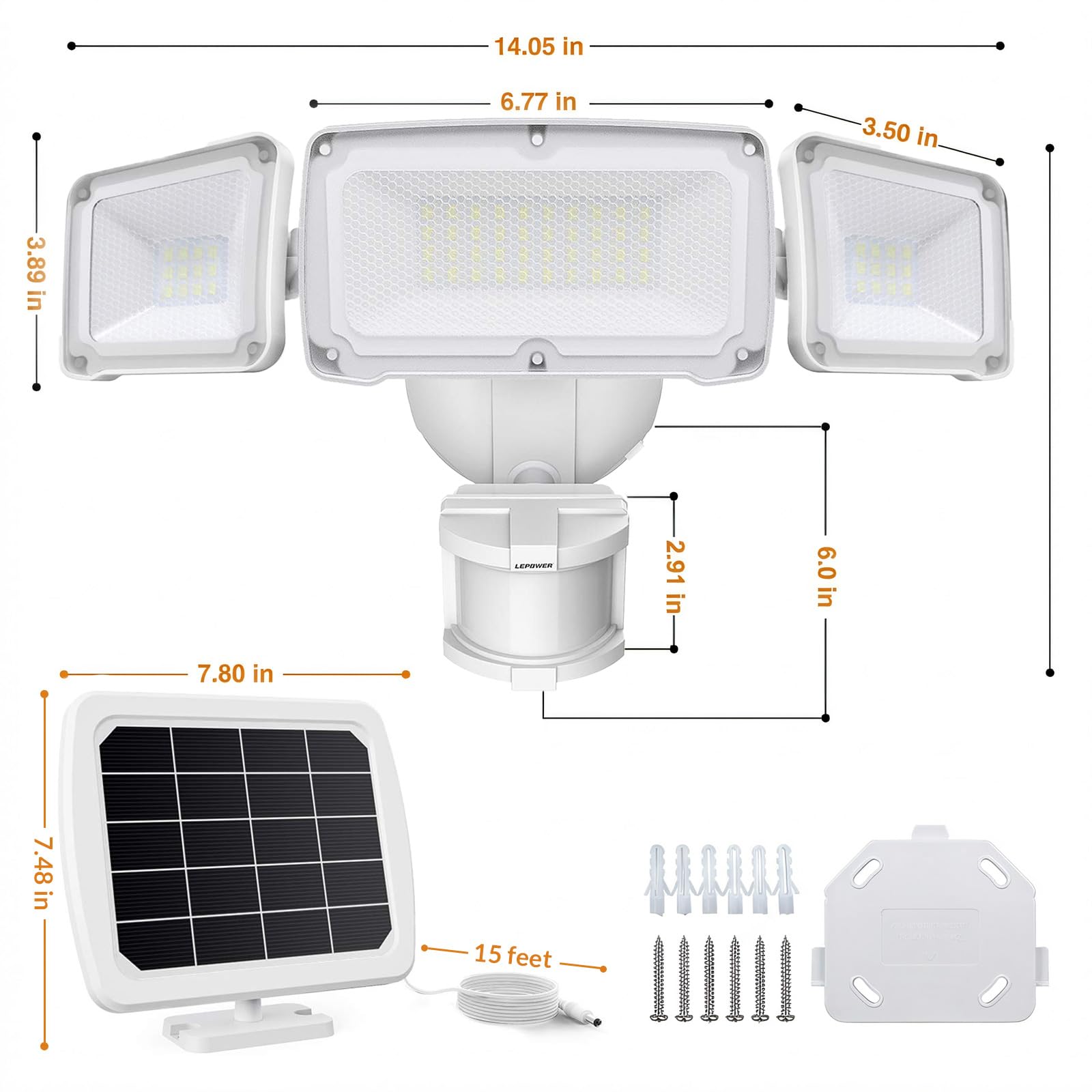 LEPOWER auto-on, off, and test modes for easy setup and usage.