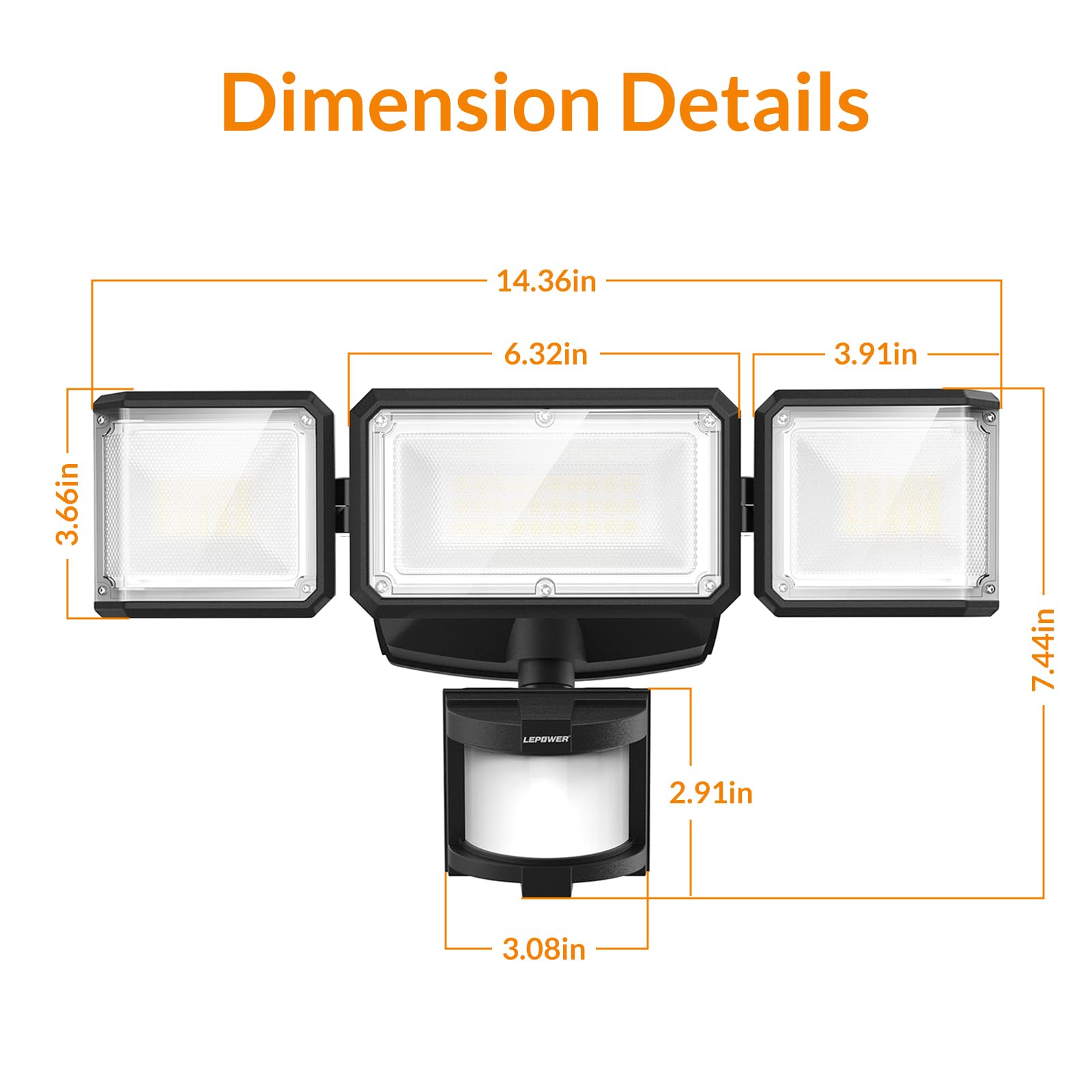 Durable design suitable for yard, garage, and porch security lighting.