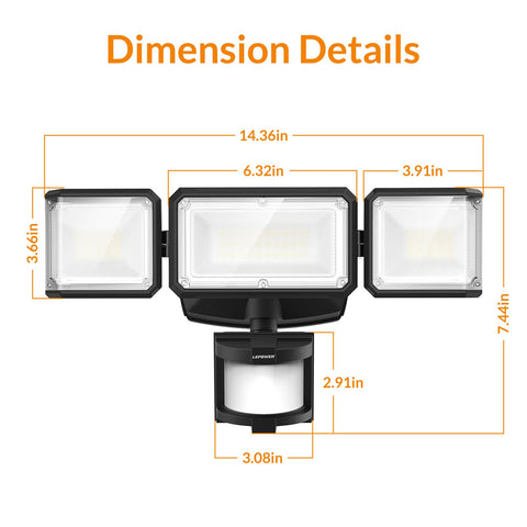 Durable design suitable for yard, garage, and porch security lighting.