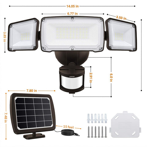 LEPOWER brown finish blends with outdoor decor while providing bright exterior lighting.