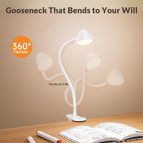 LEPOWER clip-on light 360-degree gooseneck for precise lamp angle
