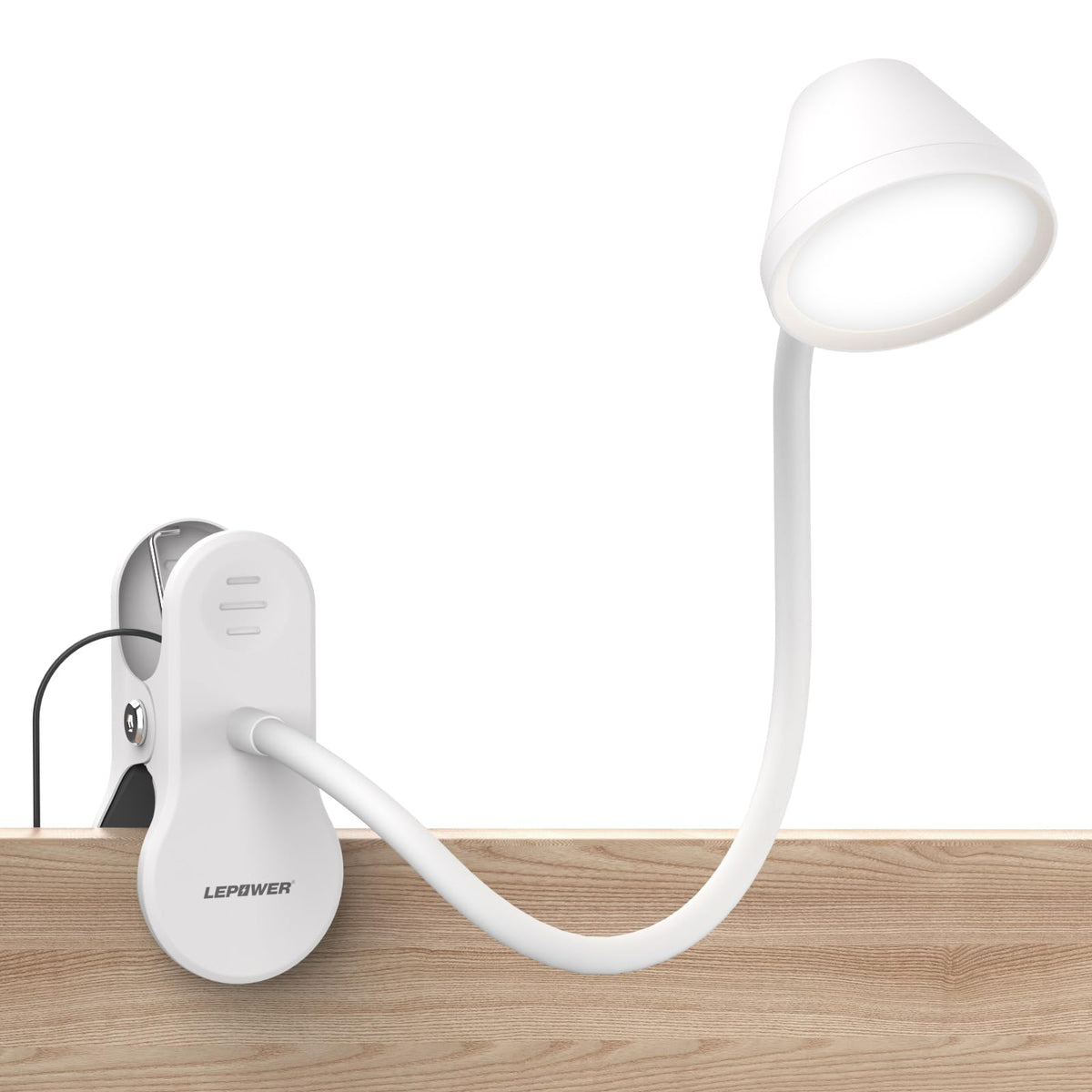 LEPOWER clip-on light on headboard with strong grip for late-night reading