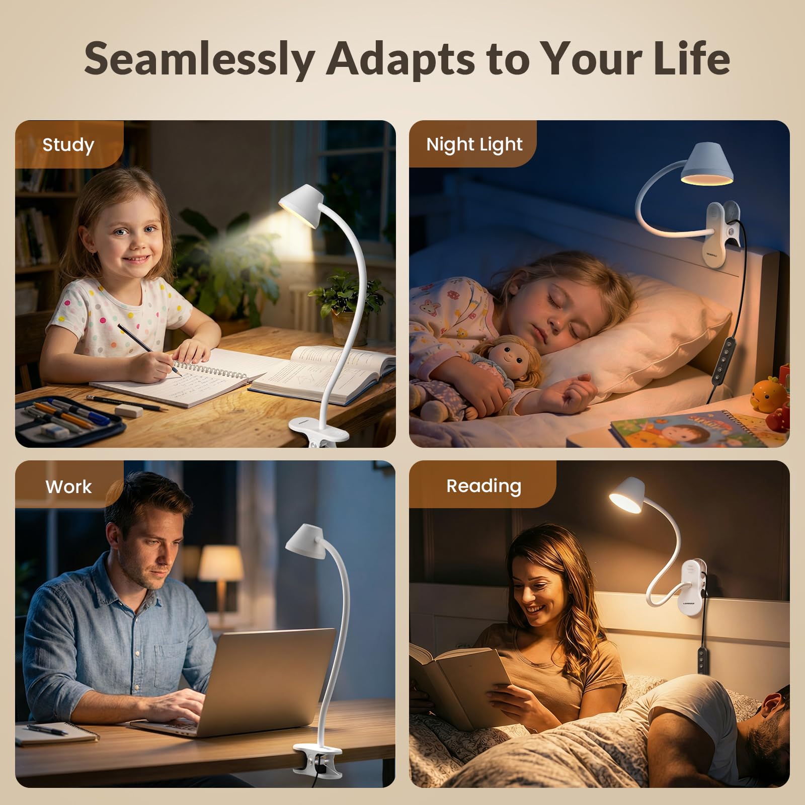 LEPOWER night-light mode provides gentle glow without disturbing partner