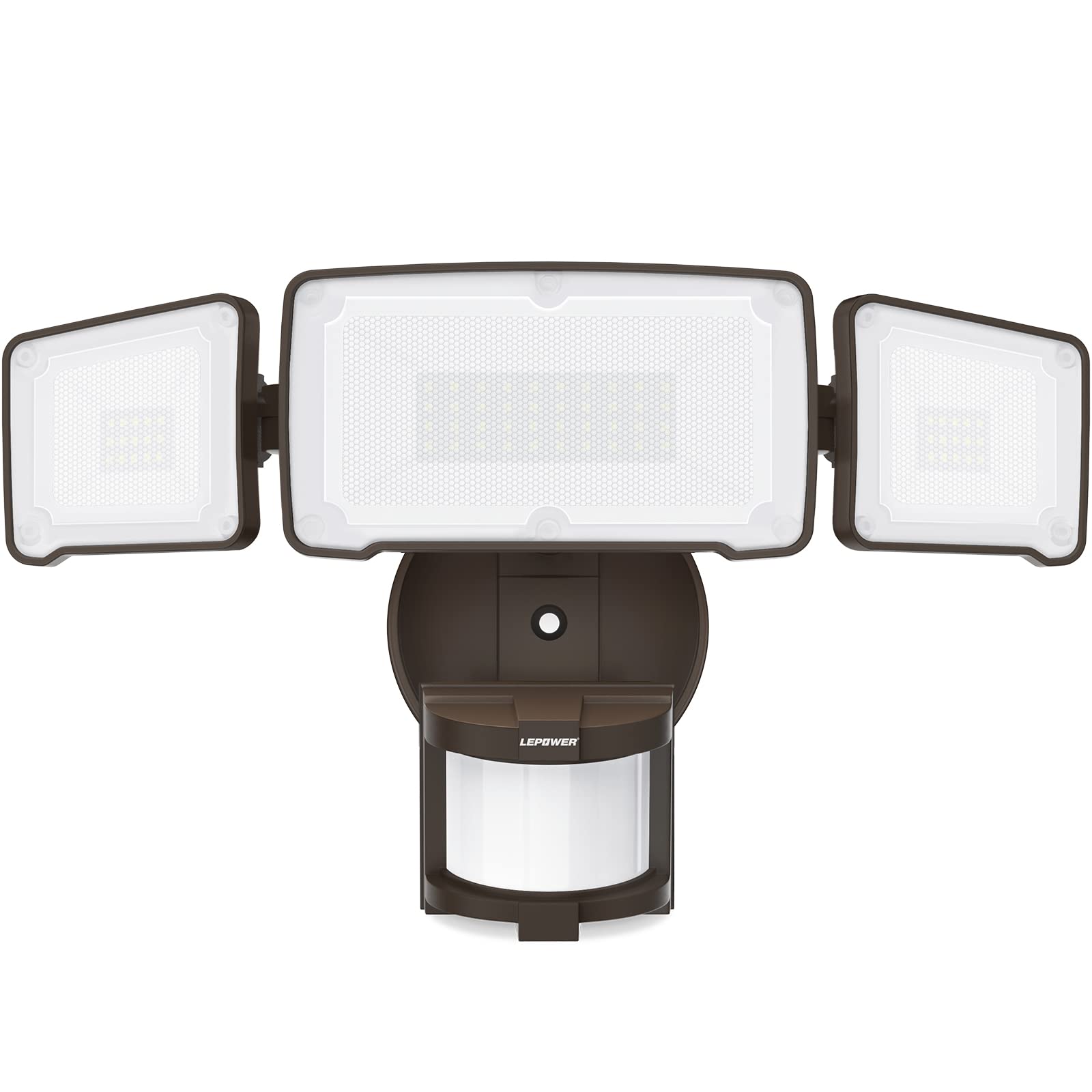 LEPOWER LED Security Light three-head front view for wide-area illumination