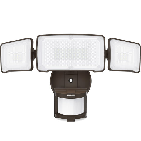 LEPOWER LED Security Light three-head front view for wide-area illumination