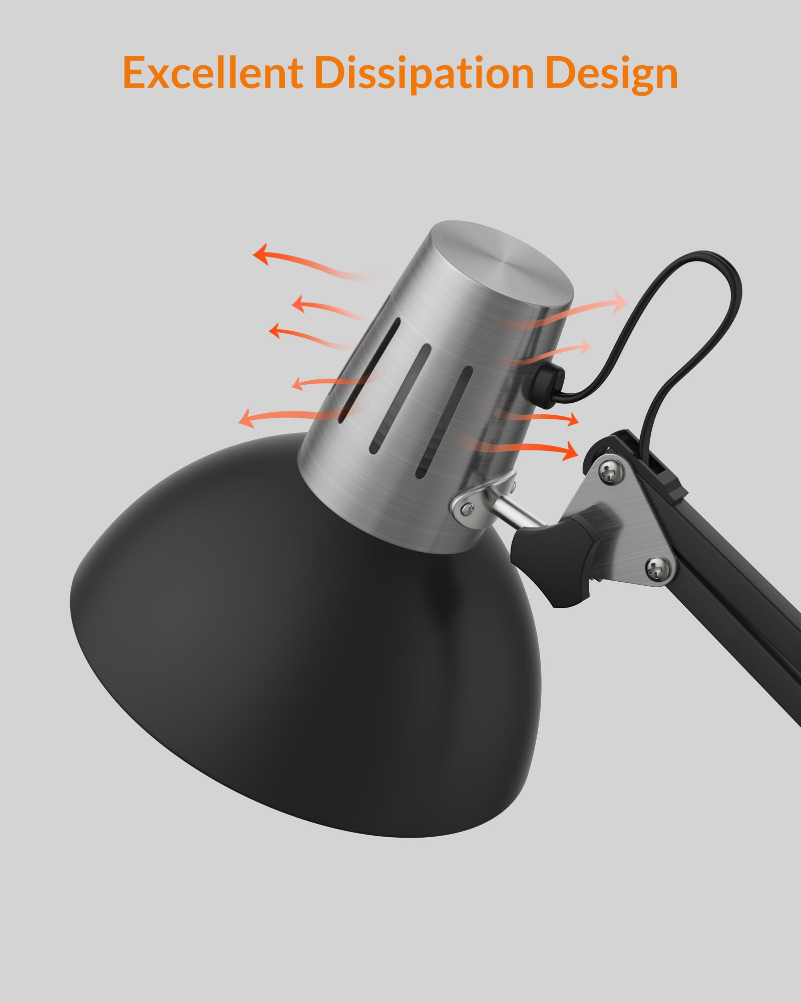 LEPOWER metal desk lamp in bedroom study with space-saving design