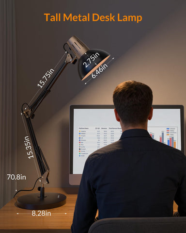 LEPOWER metal desk lamp swing arm enables precise spotlight on tasks