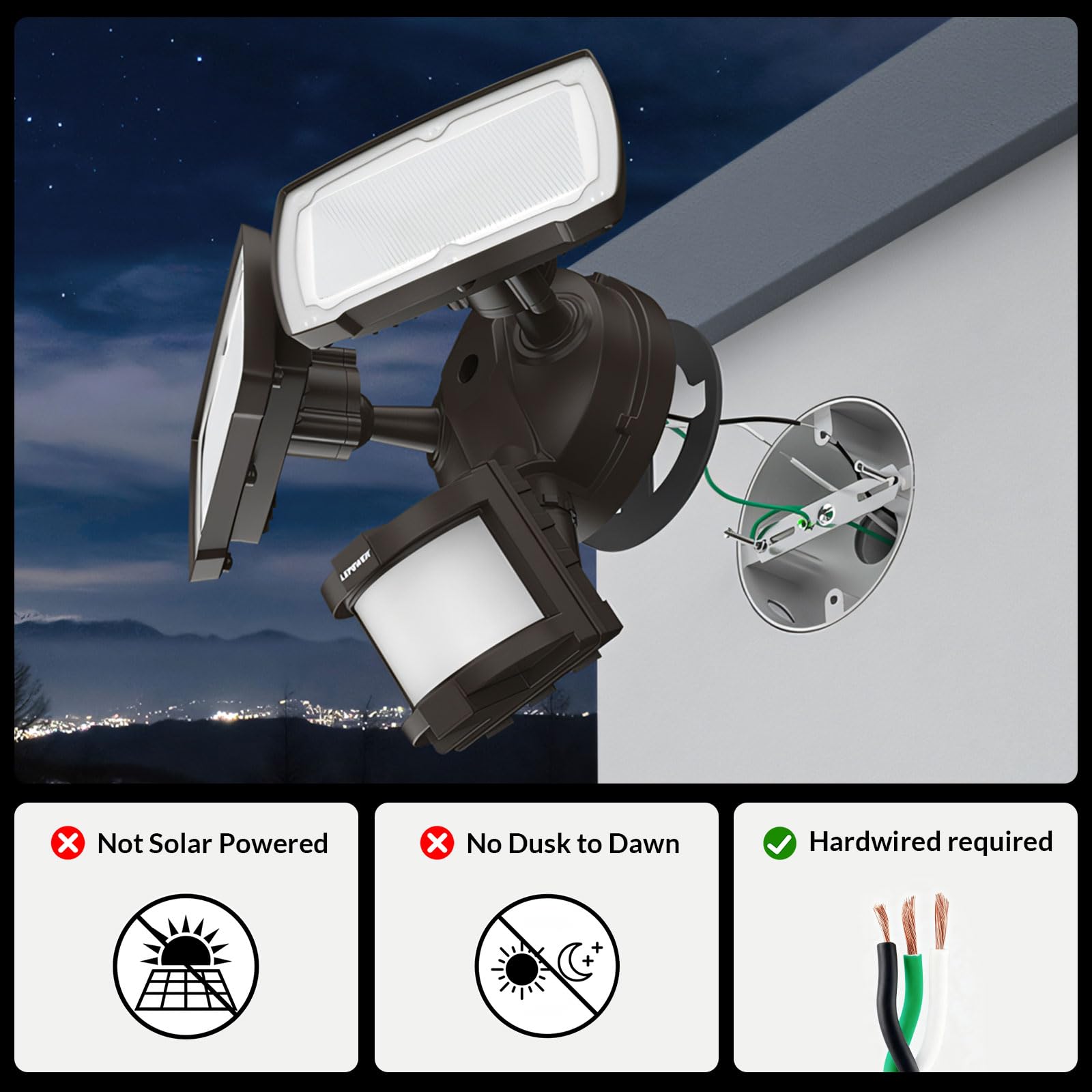 LEPOWER motion sensor detects movement up to 72 feet for safer entry