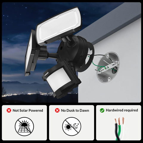 LEPOWER motion sensor light activates on approach up to 72 feet.
