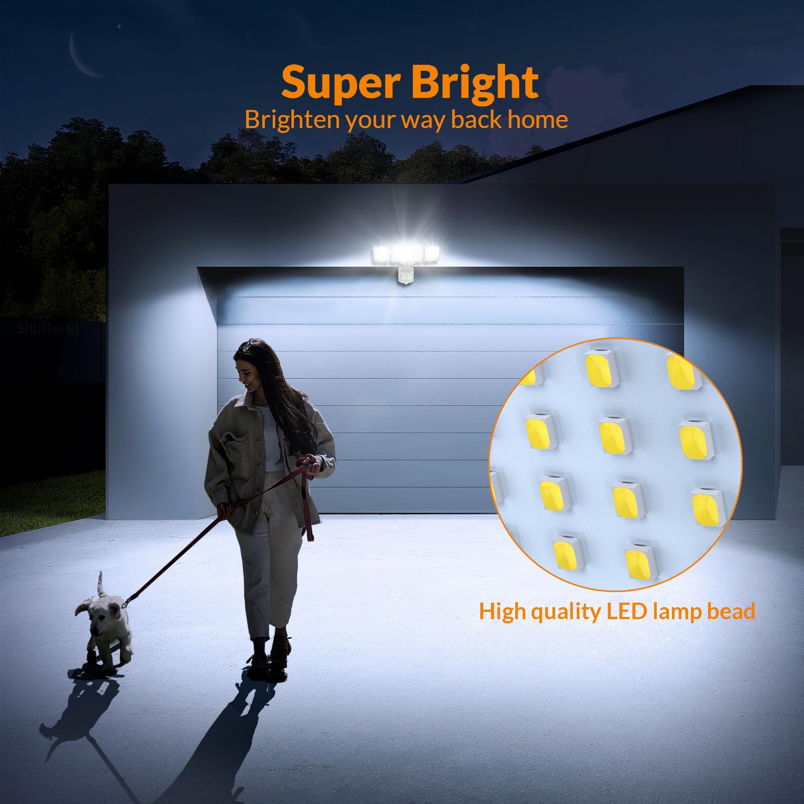 LEPOWER three-heads design provides broad coverage for yard and driveway.