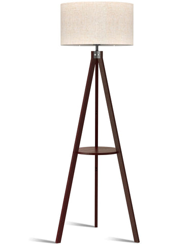 LEPOWER tripod floor lamp assembly shows easy setup with sturdy wood base