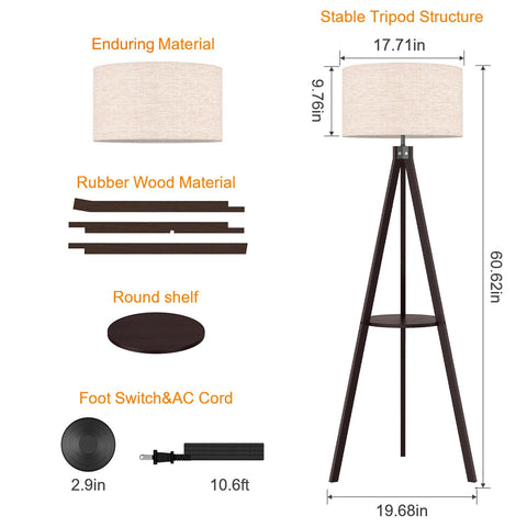 LEPOWER tripod floor lamp foot-switch enables easy control