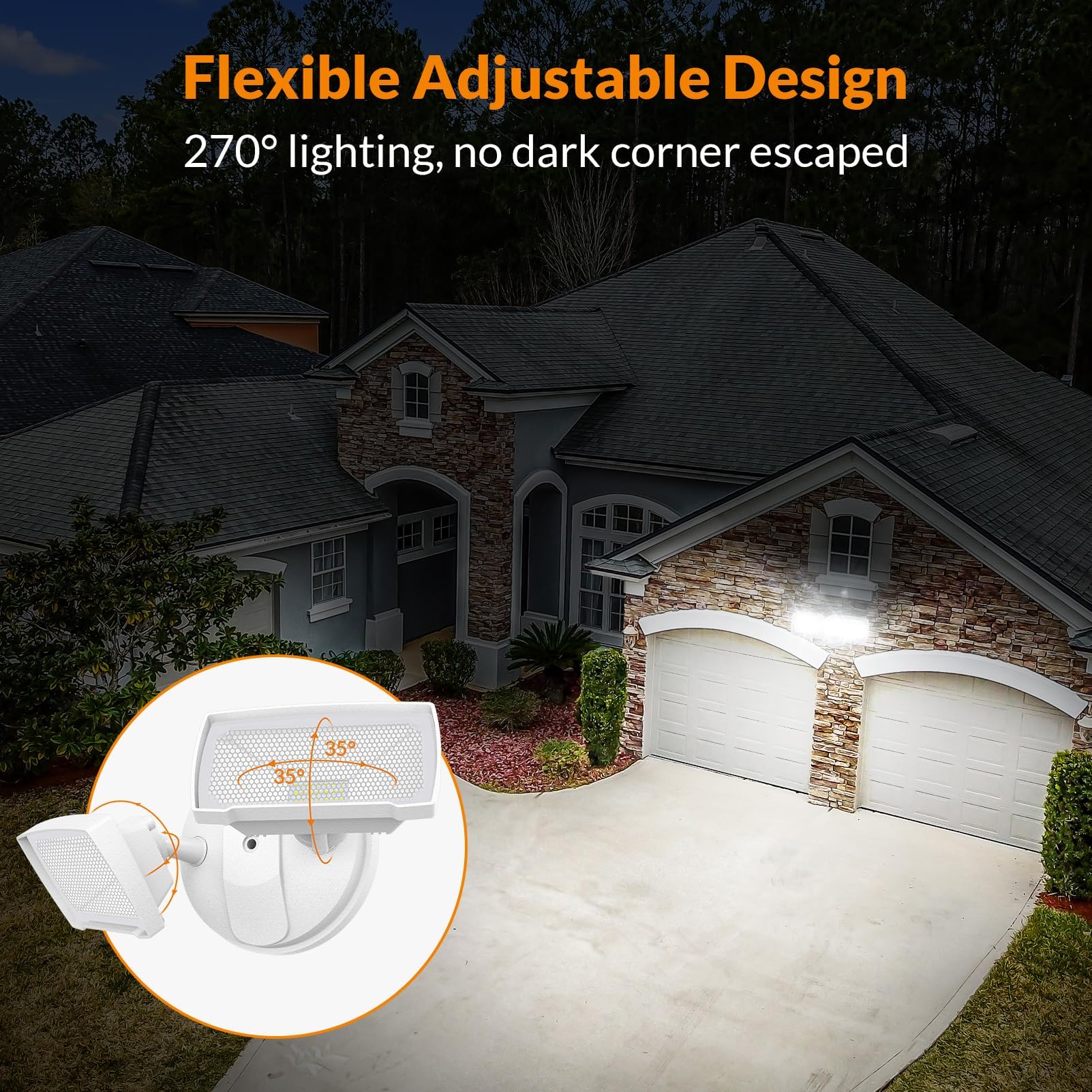 LEPOWER wall-mount installation ready outdoor flood light setup