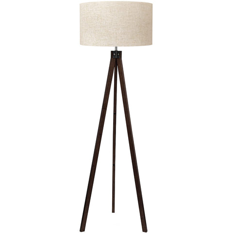 LEPOWER wood tripod lamp base in walnut provides stable, stylish support.