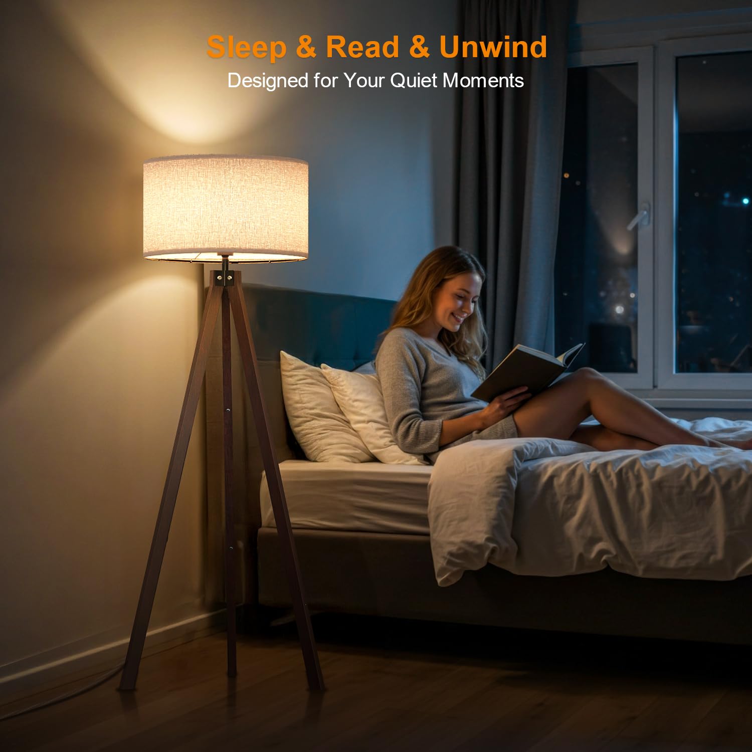 LEPOWER bedroom ambience lamp creates a relaxed nighttime glow.