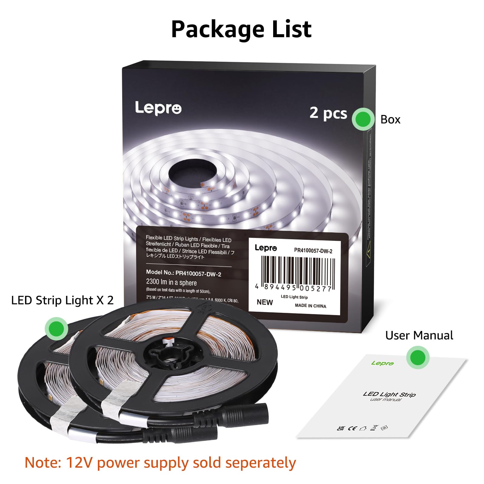 Lepro 12V strip light cuttable marks show DIY flexibility