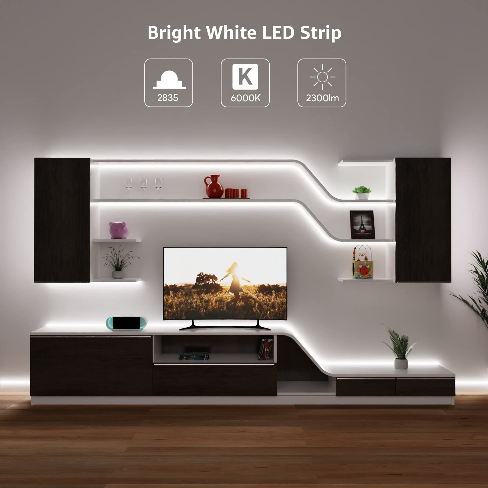 Lepro strip light with adhesive backing close-up for secure mounting