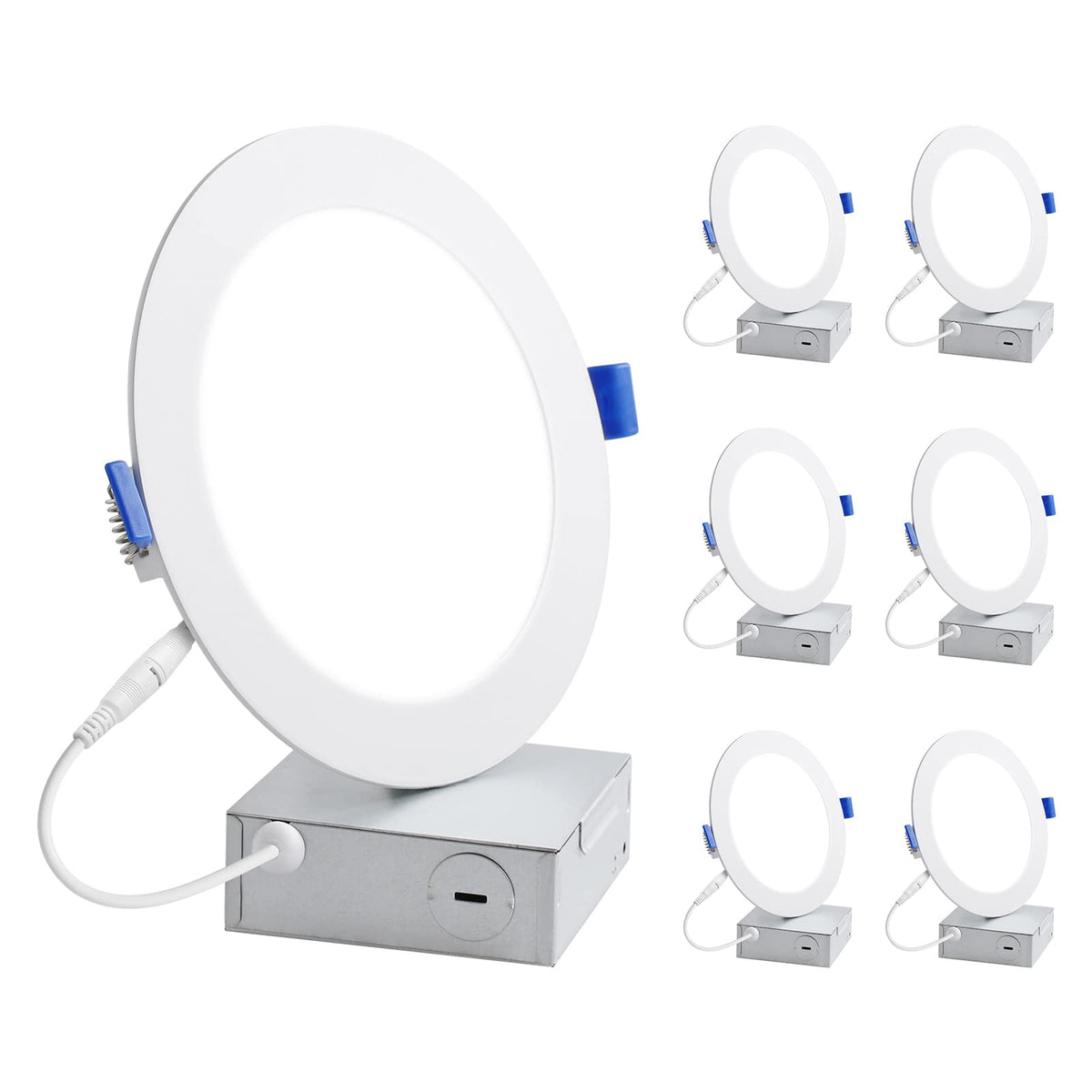 Lepro 6in recessed downlight with junction box for quick ceiling installation.