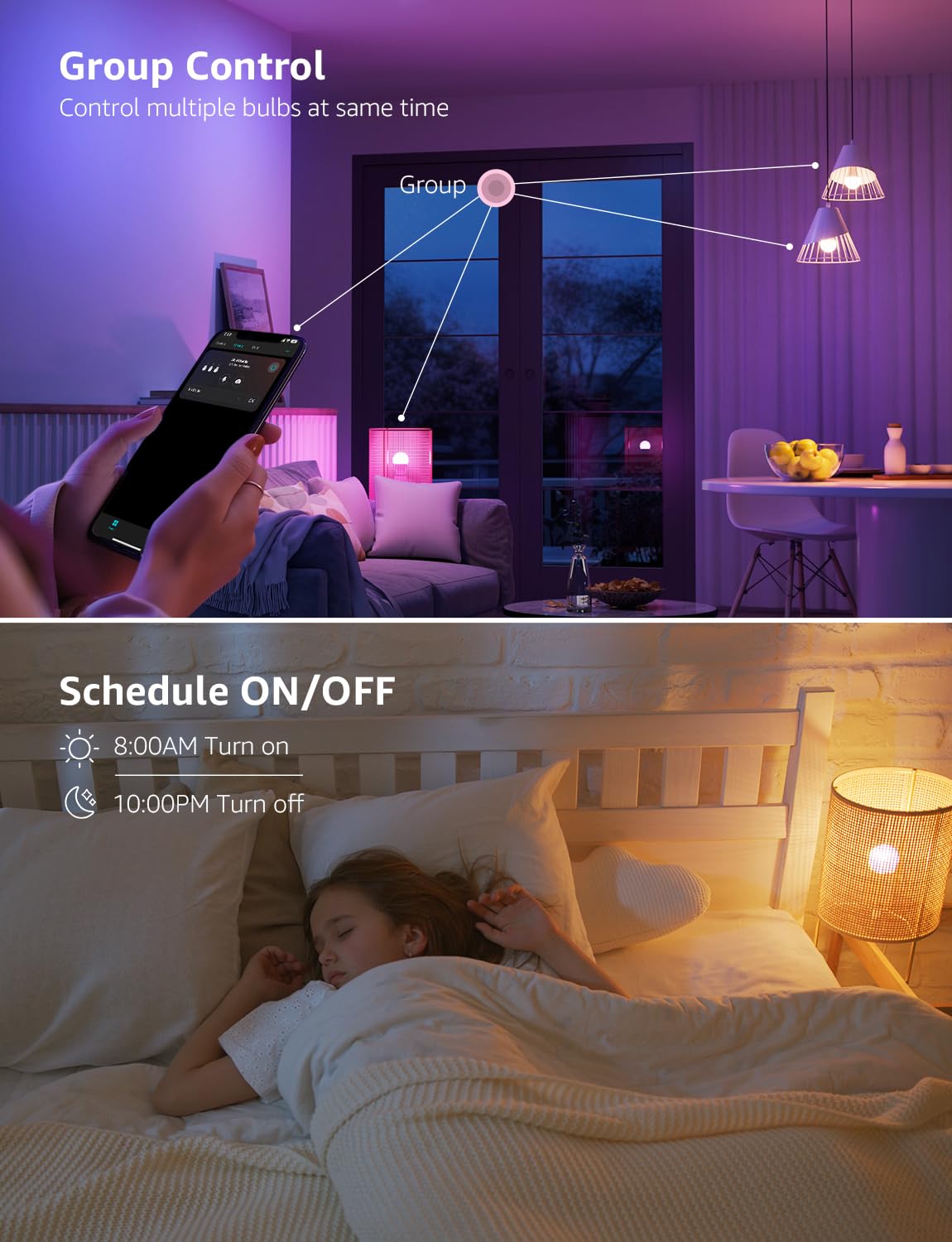 Lepro B2 AI bulbs range from 2700K warm to 6500K cool white for any moment