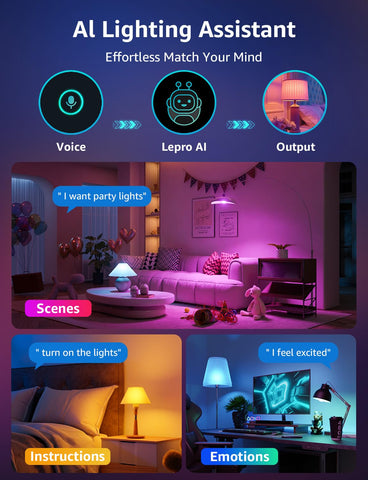 Lepro B3 AI Smart Bulb with RGBWW color options for vibrant mood lighting.