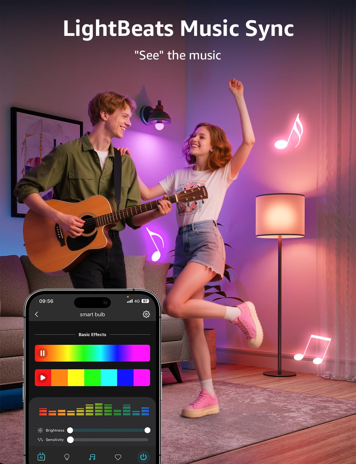 Lepro B3 AI Smart Bulb with tunable white from 2700K to 6500K for reading and relaxing.