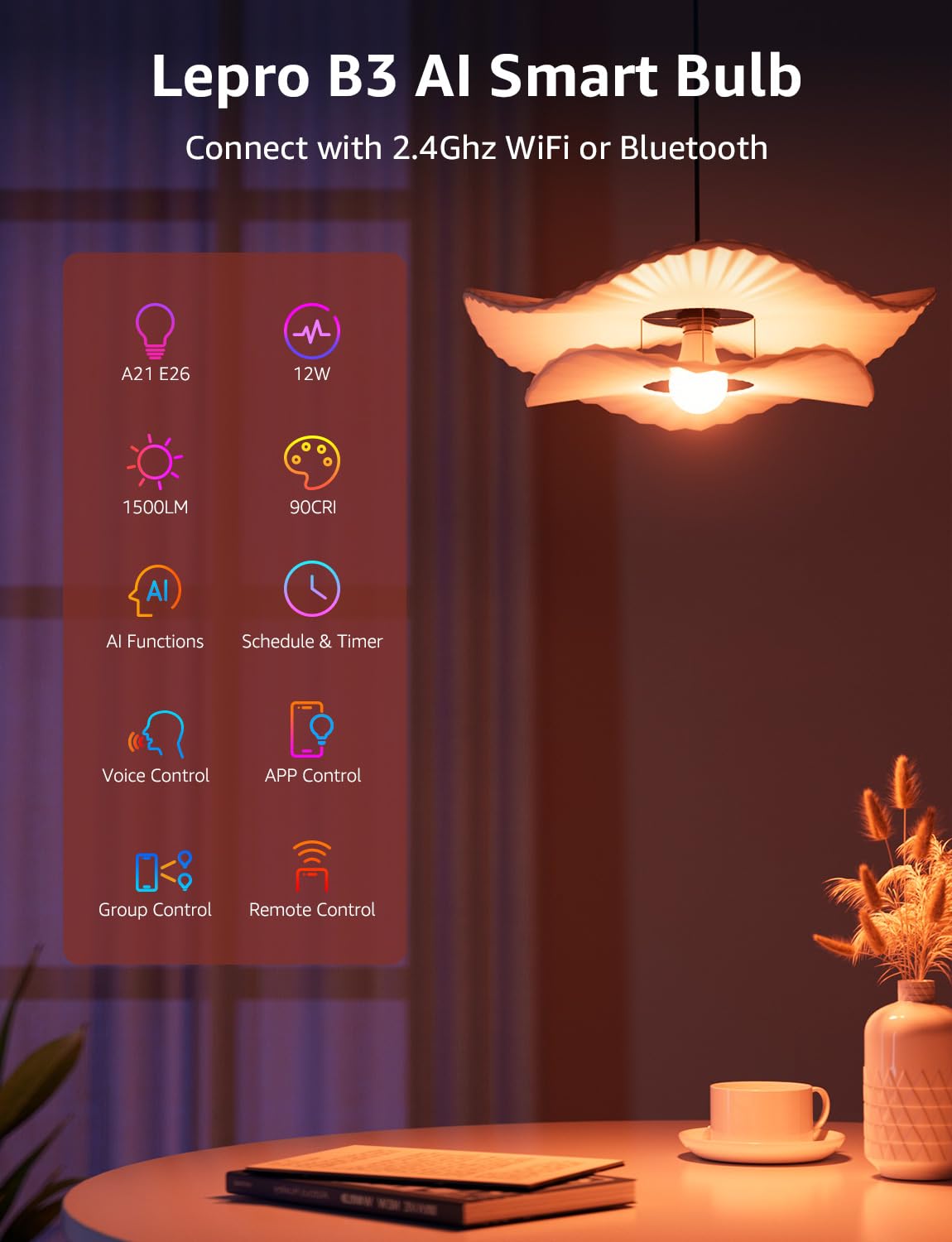 Lepro B3 supports group control for multi-bulb setups.