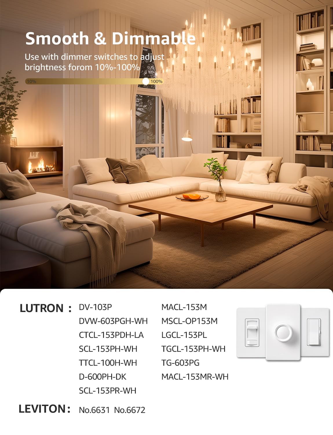 Lepro dimmable filament bulbs offering smooth brightness control.