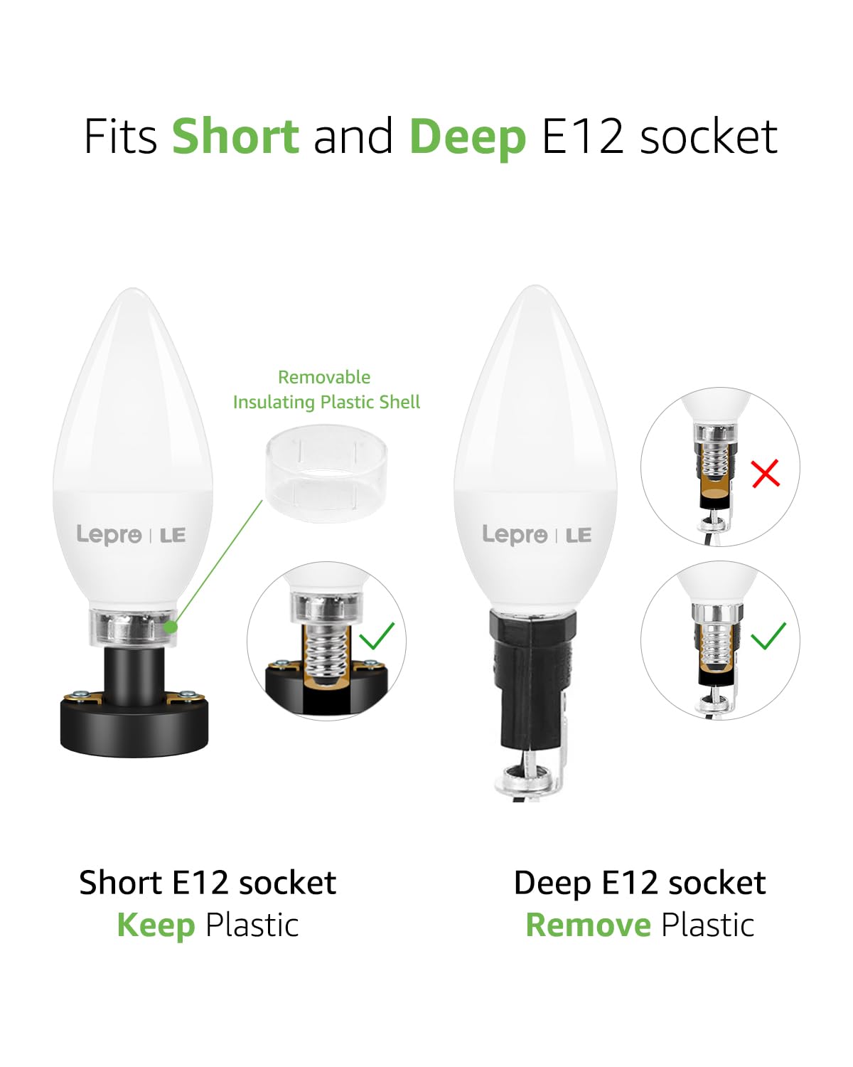 Energy saving 5.5W with 470 lumens from Lepro candle bulb
