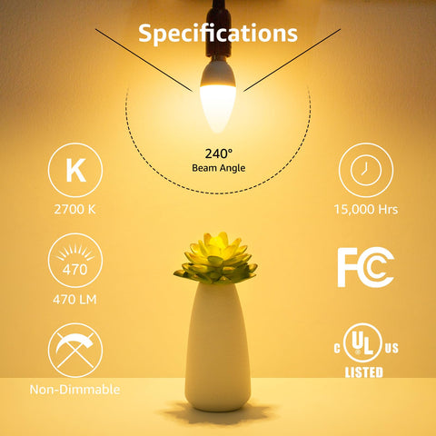 Lepro E12 LED candle bulb is non-dimmable; steady color on/off
