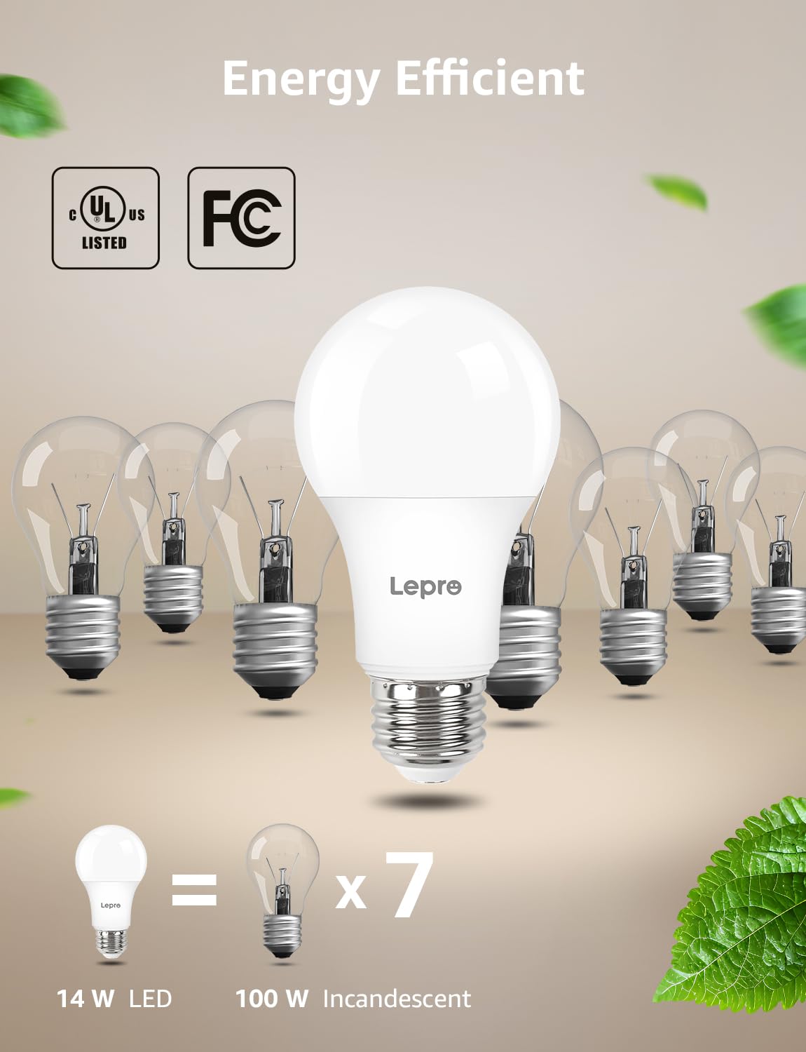 Lepro long-life bulb offers up to 15000 hours of dependable lighting.