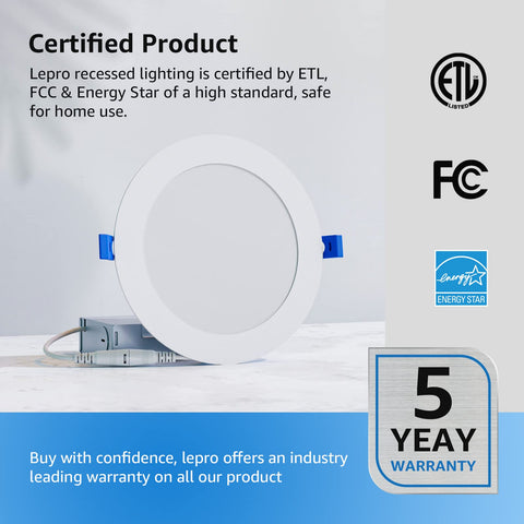 Lepro energy-star certified downlight meeting safety and efficiency standards.
