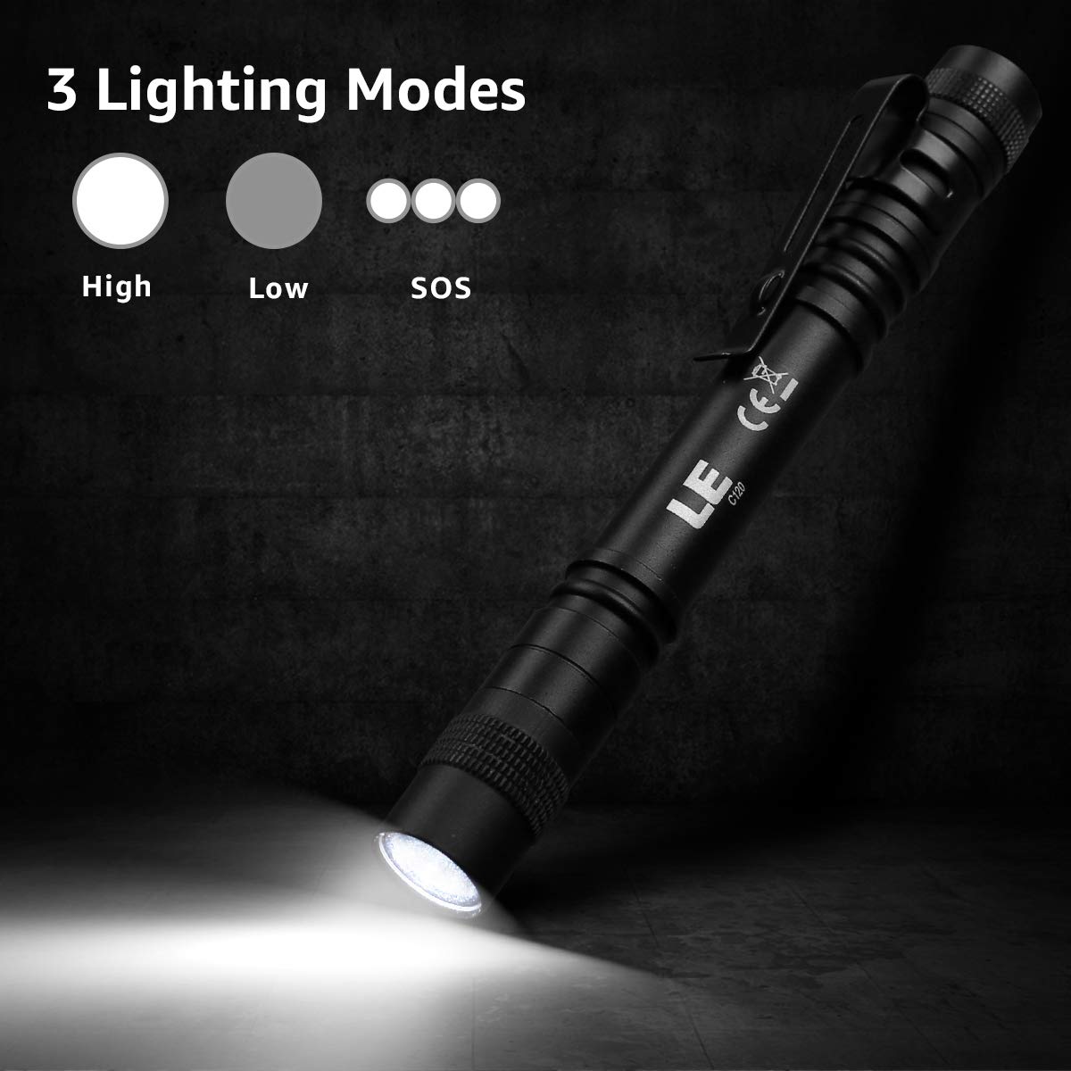 Lepro LE LED Pen Flashlight waterproof IPX4 for use in rain or snow.