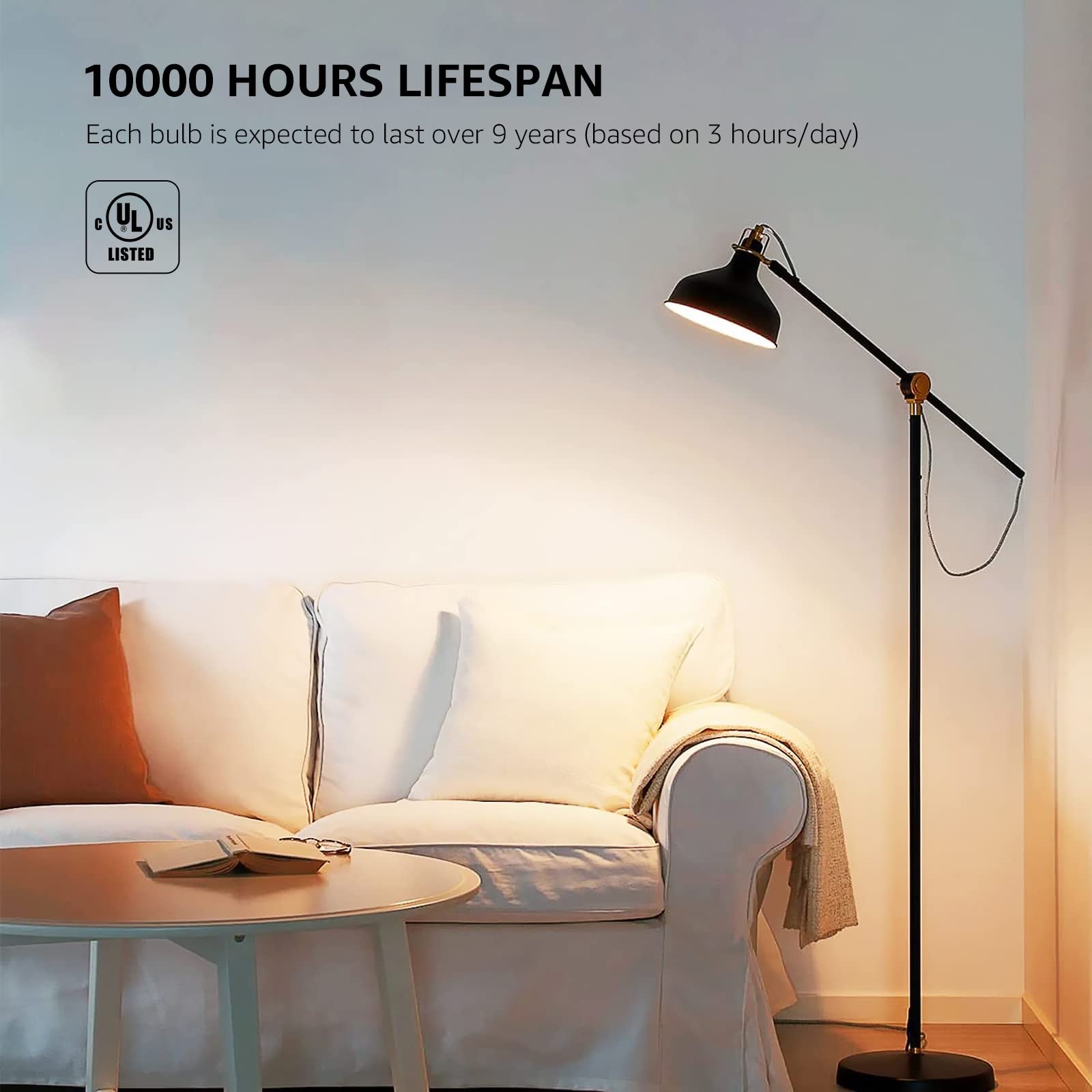 2700K warm white glow from Lepro A19 bulbs creates cozy ambience.