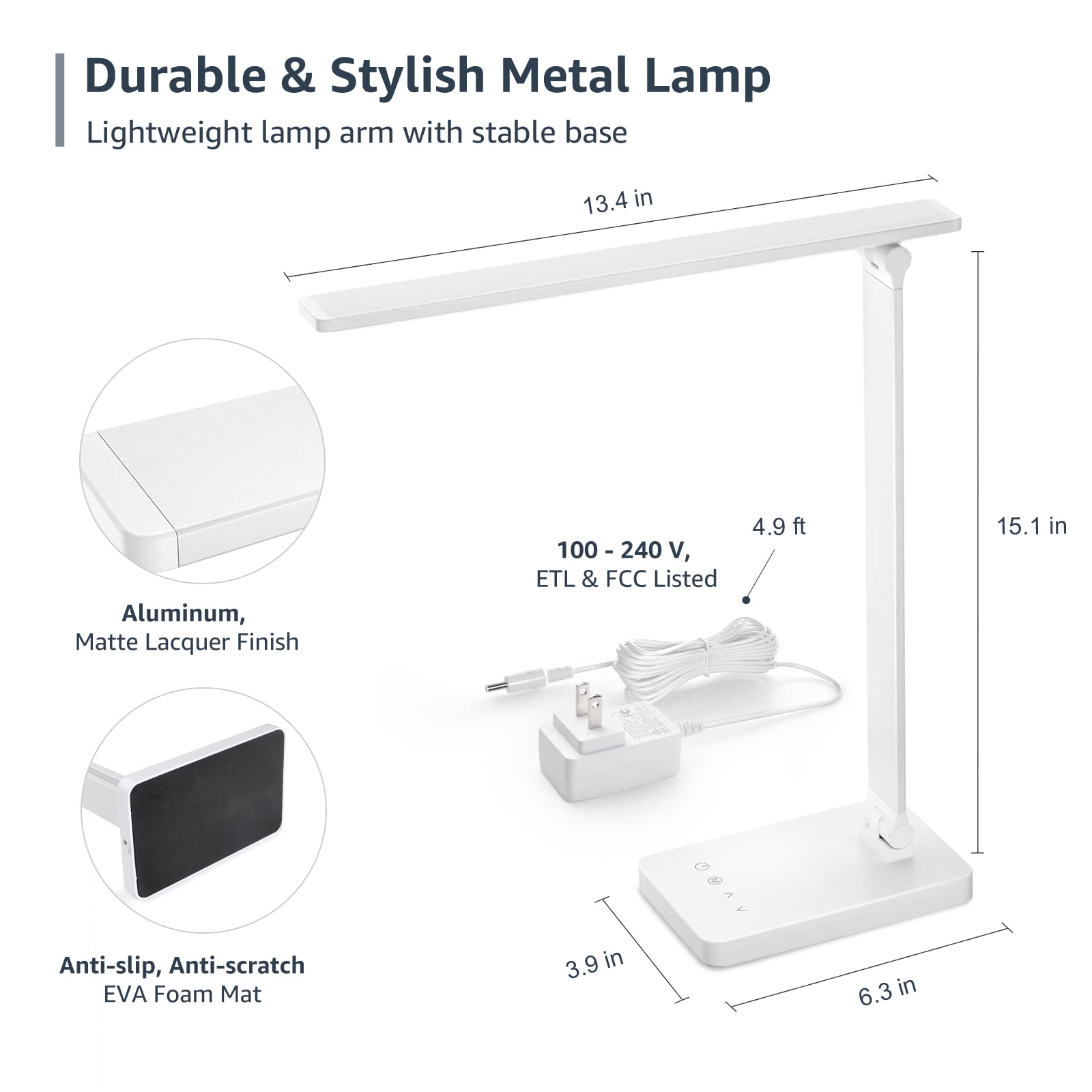 Lepro LED Desk Lamp close-up diffused shade for eye-friendly light