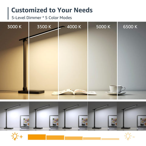 Lepro LED desk lamp top control demonstrates easy touch operation with 5 color modes.
