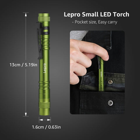 Lepro LED Pen Flashlight with clip for hands-free use during work.