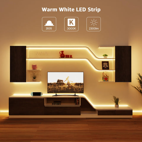 Bedroom setup using Lepro LED strip light for soft ambient warmth.
