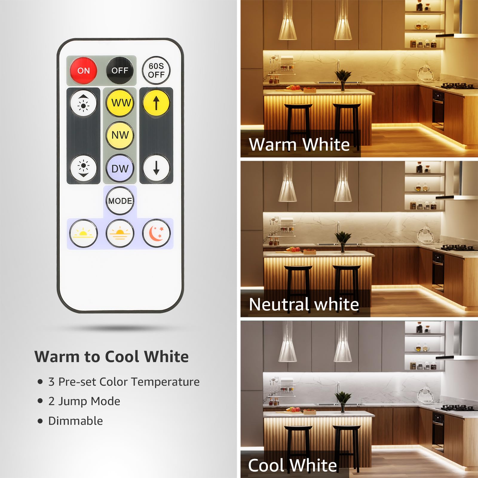 Lepro LED strip with remote dimming for adjustable brightness.