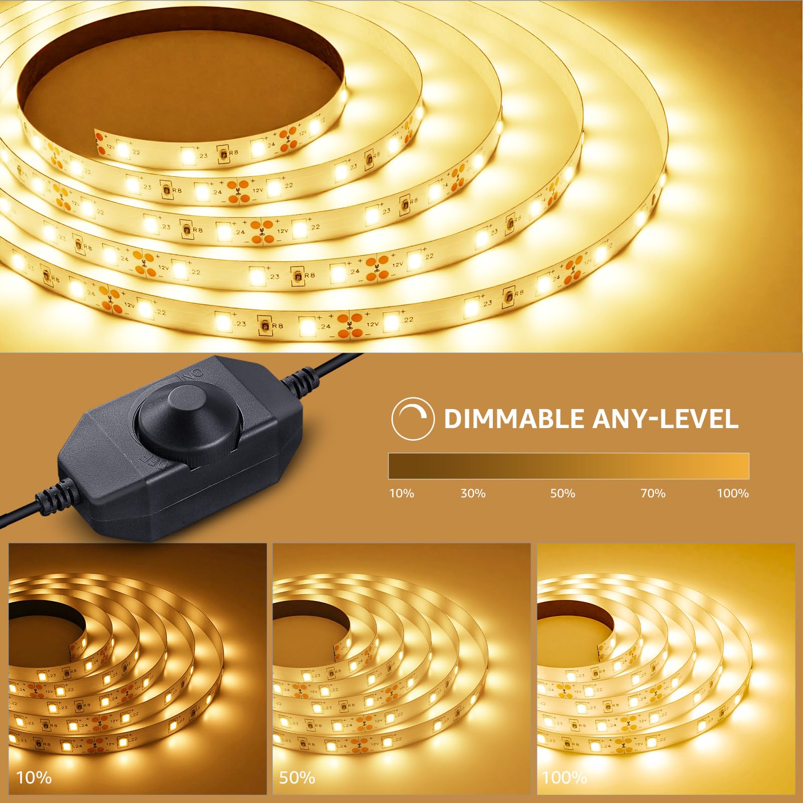 Under-cabinet Lepro LED strip light providing even task lighting.