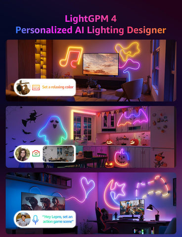 Lepro N1 AI rope lights color segment DIY demo for customizable room lighting.