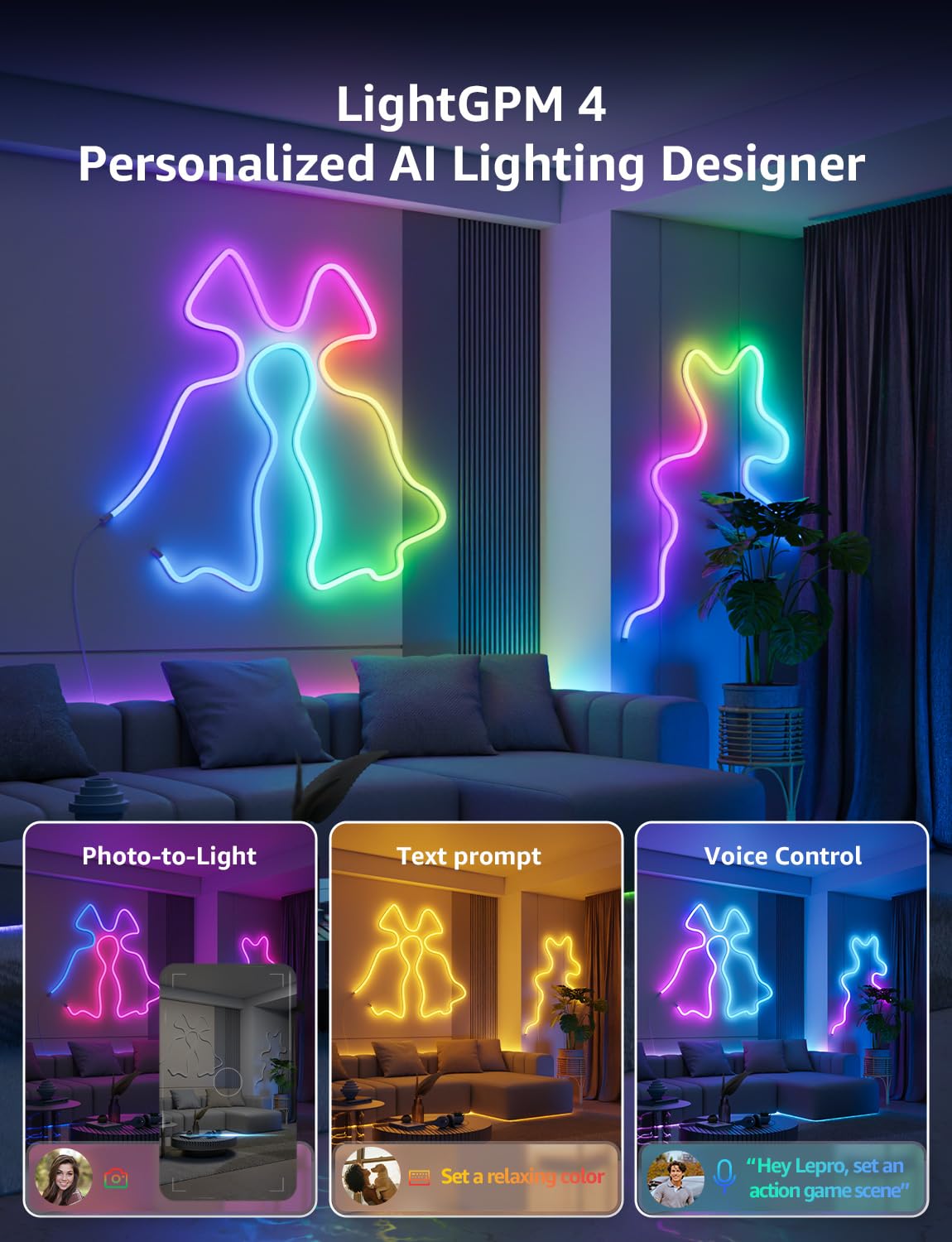 Lepro N1 AI rope lights LightBeats music sync in action.