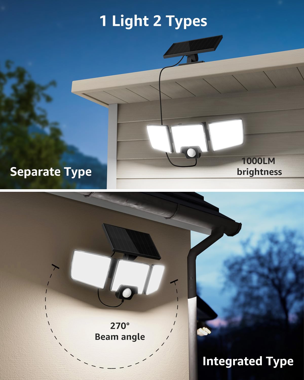 Lepro solar panel and light separated by 3m cable enables flexible placement
