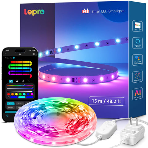 Lepro S1 in a bedroom creates ambient lighting with customizable color mood
