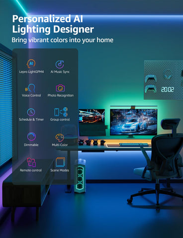 Lepro SE1 AI Lighting Design suggests custom effects for spaces.