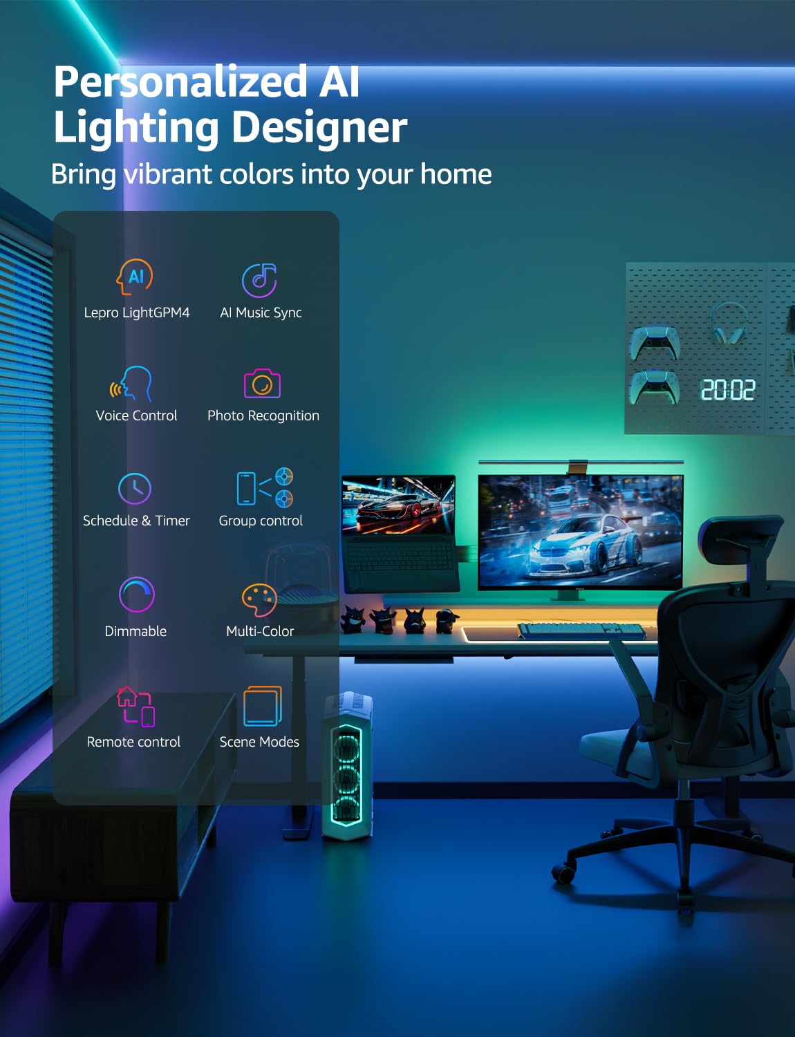 Lepro SE1 TV backlight creating a soft immersive glow