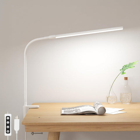 Lepro small desk lamp with clamp provides secure, space-saving mounting.